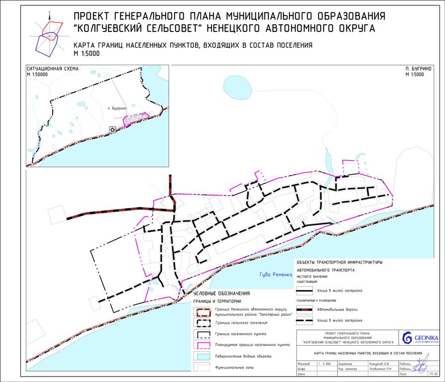 Карта границ населенных пунктов, входящих в состав поселения.